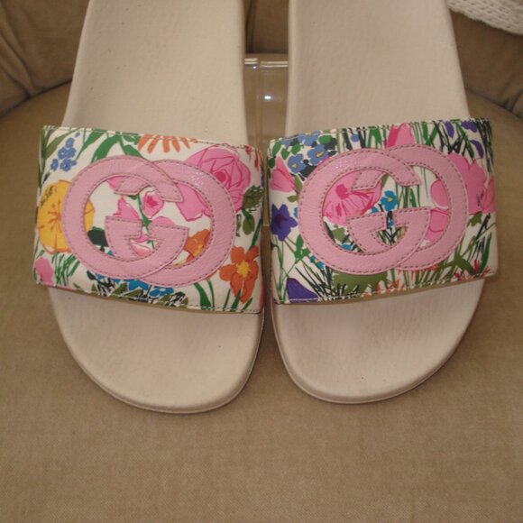 VTG Auth GUCCI x KEN SCOTT Iconic Infinity Jenni GG Floral Sport Pool Slides - Picture 3 of 7